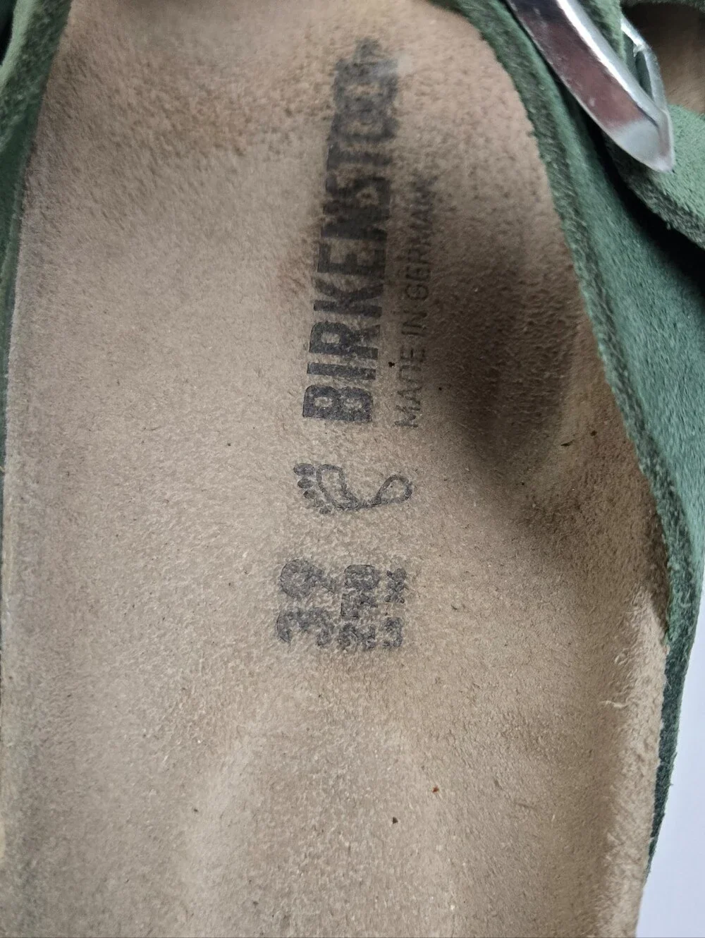 Birkenstock Green Suede Two-Strap Sandals